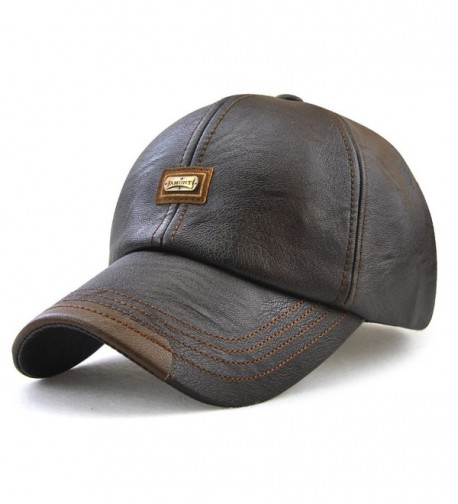 PU Leather Baseball Cap Casquette Flat Hat European and American Retro Style For Men - Dark Coffee - CC1884H5I8L