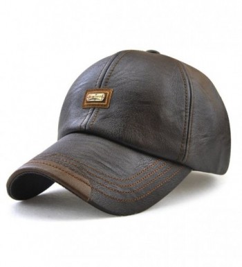 PU Leather Baseball Cap Casquette Flat Hat European and American Retro Style For Men - Dark Coffee - CC1884H5I8L