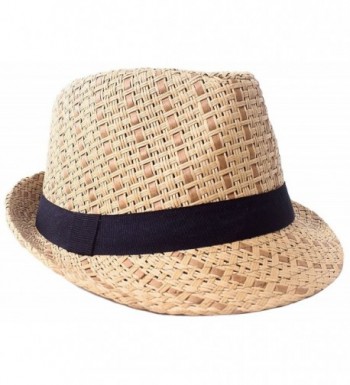 D Diana Dickson Men/Women's Summer 2 Tone Colored Straw Fedora Hat - Brown/Black - C11808IM6TG