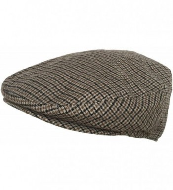 Wool Blend Plaid Hounds Tooth Ivy Cap 5 Point Scally Driver Hat Newsboy - Tan - C612944QTD1