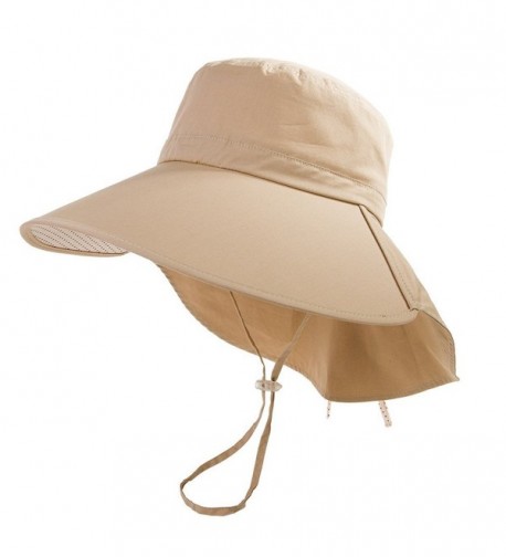 SIGGI Womens Wide Brim Summer Sun Flap Cap Hat Neck Cover Face Mask UPF 50+ - 16007_khaki - CG12HBV9823