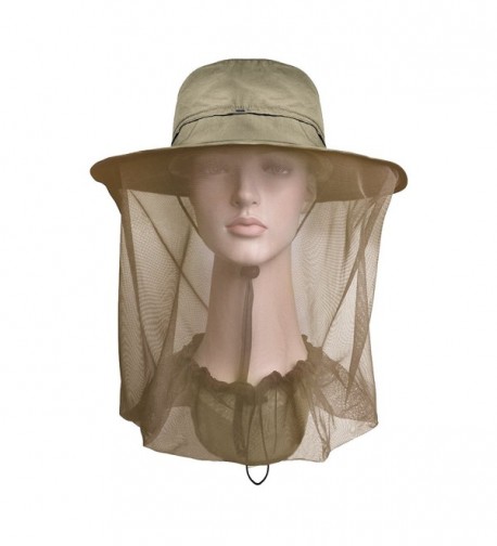 Lenikis Outdoor Sun Protection Hats With Mosquito Head Net - khaki - CA12GALFTH7