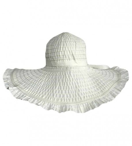 Wide Brim White Floppy Ruffled