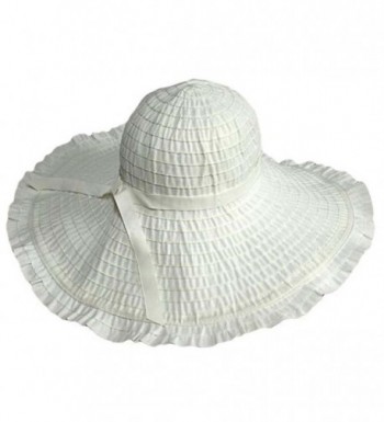 Wide Brim White Floppy Ruffled in Women's Sun Hats