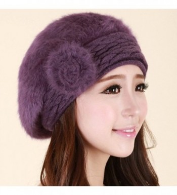 Winter Beanie Protective Angora Purple in Women's Berets