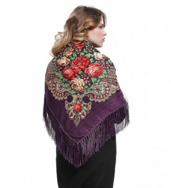 Ladies Tassel Shawl With Flowers Ukrainian Polish Russian Square Scarf ...