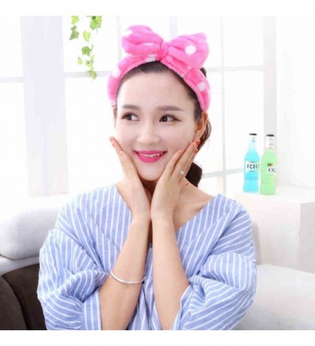 Korean Style Girls Flannel Cute Elastic Big Bow-knot Hair Band Headband (Hot Pink) - C1125IH6C67