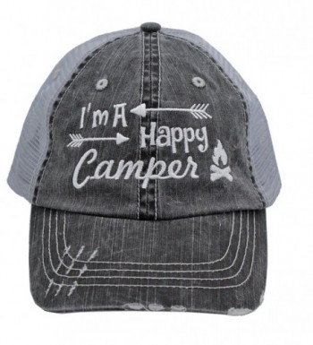 White I'm am A Happy Camper Women Embroidered Trucker Style Cap Hat Rocks any Outfit - CI18348YIUN