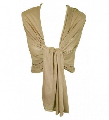 Ladies Jersey Scarf Wrap Stole Warm Soft Stretchy - Sand - C617YI4M3L6