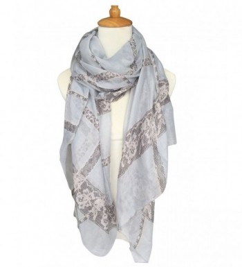 Lightweight Shawl Wrap: Pretty Lace Stripes Print Scarves Light Grey ...