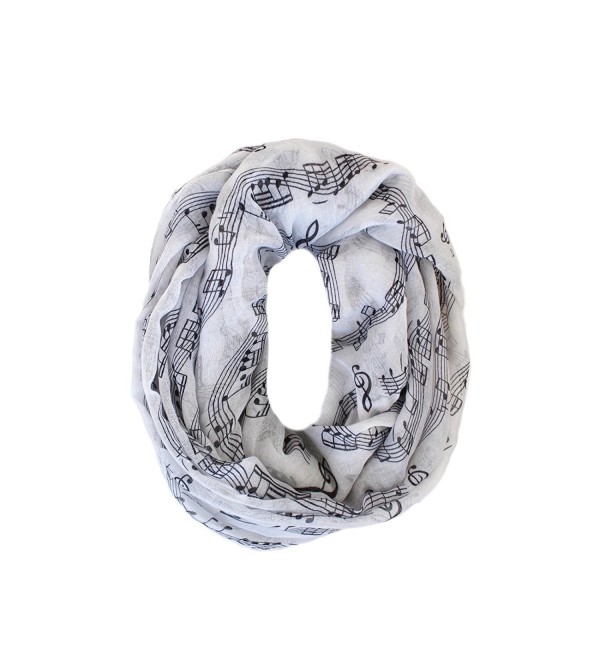 KnitPopShop Music Note Infinity Loop Scarf for Women in the Summer - White - CB12J85L17P