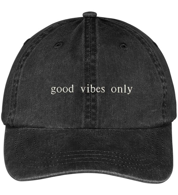 Trendy Apparel Shop Good Vibes Only Embroidered Pigment Dyed Washed Cotton Cap - Black - CA12KIK2JEX