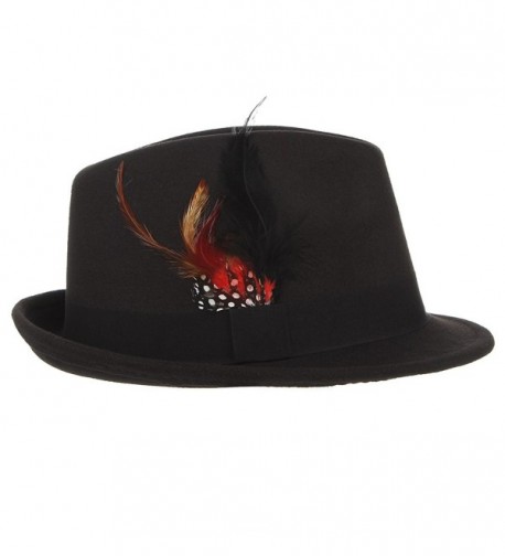 Jelord Trilby Fedora Feather Black in Men's Fedoras