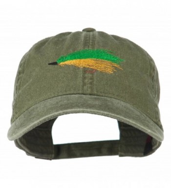 Fishing Green Fly Embroidered Washed Cap - Olive Green - CK11LJV9EZ3