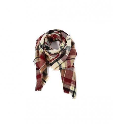 Tartan Blanket Checked Pashmina Claret