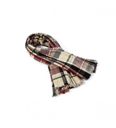 Tartan Blanket Checked Pashmina Claret in Wraps & Pashminas