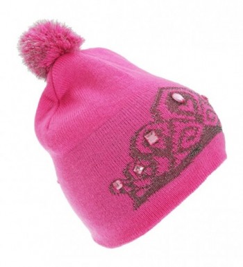 FLOSO Womens/Ladies Tiara Pattern Winter Beanie Bobble Hat - Pink - C9127MS14WR