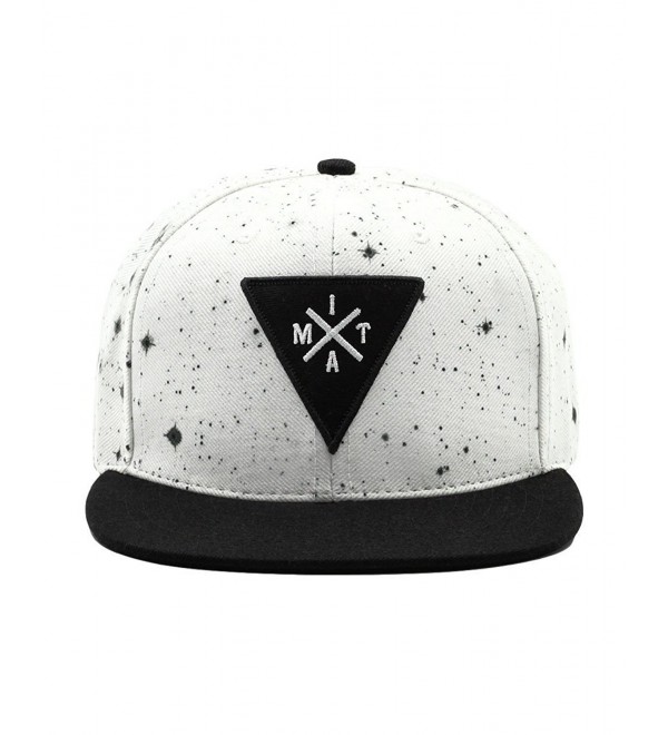 Into The AM Adjustable Snapback Hats - Flat Brim Galaxy Print- Tie Dye Cap Designs - White Space Minimalist - CU185KMNKRK