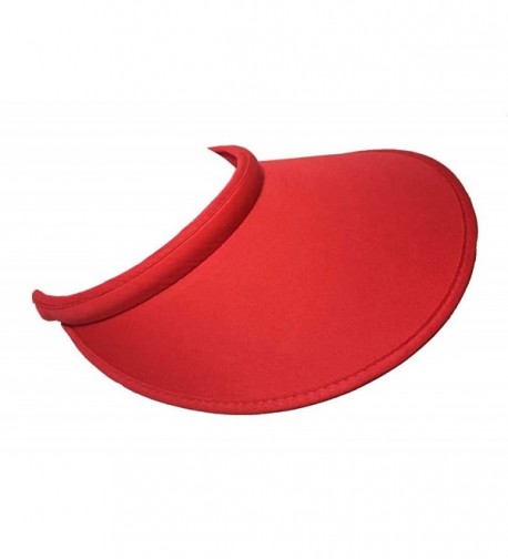 Aesthetinc Big Sun Visor Hat Solid Color Cotton Push On Clip On - Red - C111AX55GGV