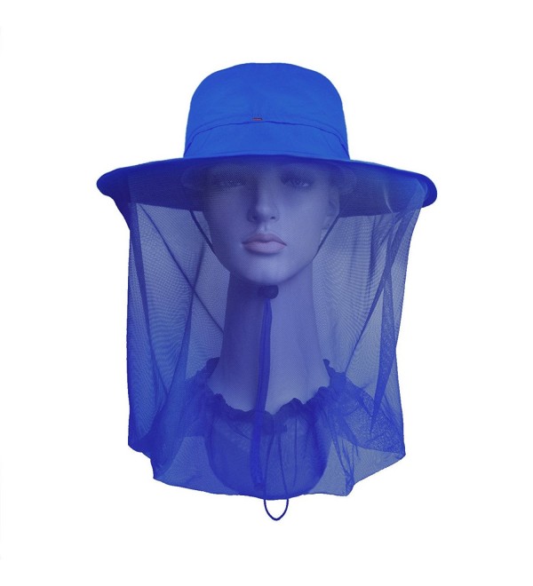 Lenikis Outdoor Sun Protection Hats With Mosquito Head Net - Blue - CV12GALFSNR