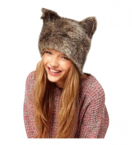 YAOSEN Women Faux Fur Hat with Ears Winter Ear Warmer Earmuff - CU185ROED6Q