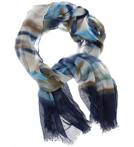 Violet & Virtue Women's Lightweight Tie-dye Long Scarf- Multi-Blue - CL17XWOXK2M