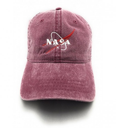 ST3LLAR NASA Logo Embroidered Washed Space Dad Cap - Maroon - CB1856M4OUH