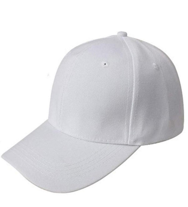 Baseball Cap Blank Hat Solid Color Adjustable Hat White CA12FAIJVL1