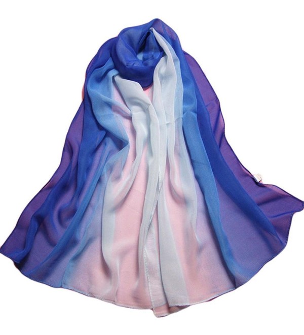 Luweki Fashion Lady Gradient Color Long Wrap Women's Shawl Chiffon Scarf Scarves - Blue - CU12N2H7ECK