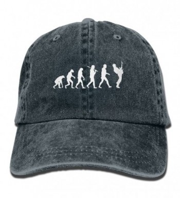 Men Women Guitar Player Evolution Funny Denim Fabric Baseball Hat Adjustable Hip-hop Cap - Navy - CQ187OSRSYN
