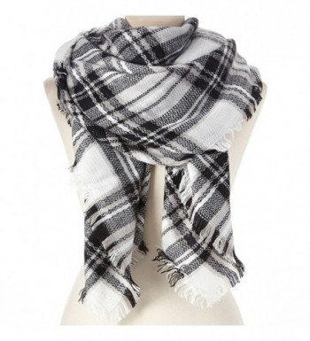 Large Blanket Scarf Shawl Black & White Plaid 54"x 56" - CJ120Z6MP3F