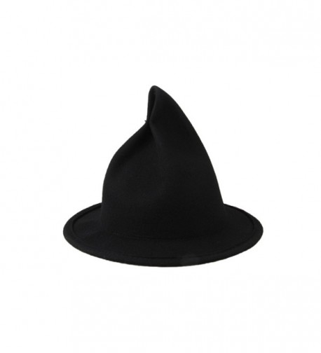 Dantiya Women's Wool Felt Candy Colored Sharp Pointed Witch Hat - Black - CO12KPNX9VZ