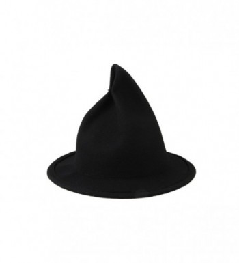 Dantiya Women's Wool Felt Candy Colored Sharp Pointed Witch Hat - Black - CO12KPNX9VZ