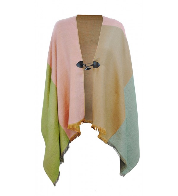 Pashmina Wrap Soft Silky Shawl Scarf for Women w/ Clasp - Pink- Tan- Olive - C9188UL0XHK