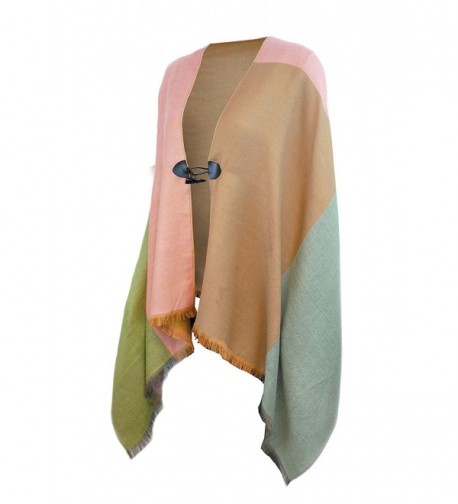 Pashmina Clasp Shawl Color block Women