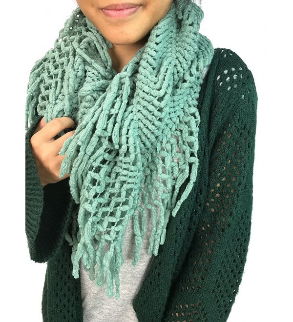 Women's Knit Infinity Crochet Zig Zag Fringed Lattice Tassel Scarves NSF2094 - Mint - CP12OBL016B