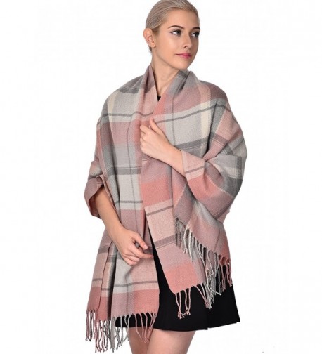 ADVANOVA Ideal Gift for Women Cashmere Feel Large Blanket Scarf Spring Evening Wrap - Pink Plaid (Gift Box) - CC186D59SE0