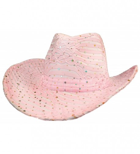 Glitter Sparkle Western Hats / White - Pink - CB112PPUB27