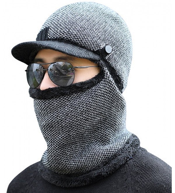 Windproof Ski Face Mask Winter Hats Warm Knitted Balaclava Beanie Hat With Visor Black1 Ce186r9c8ya