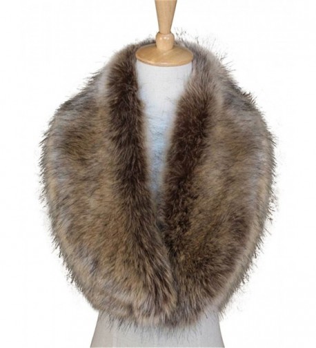 Womens Faux Fur Collar Scarf Warm Shawl Cherioll Fur Wedding Bride Shawl - Brown - CF11PDH8OGJ