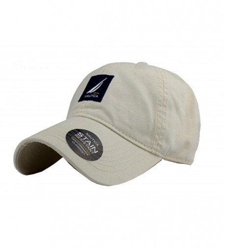 NAUTICA Embroidered Logo Solid Color Adjustable Baseball Hats For Men and Women - Beige - CK12DC2LMAZ