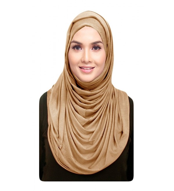 Hana's Womens Cotton Jersey Hijab Scarf One Size - Beige - CR128BHM3RN