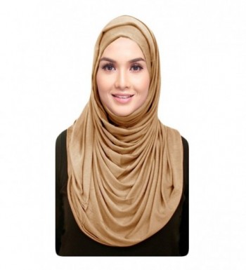 Hana's Womens Cotton Jersey Hijab Scarf One Size - Beige - CR128BHM3RN