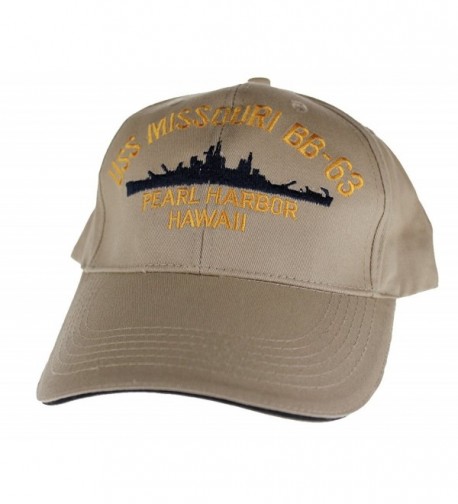 Embroidered USS Missouri Battle Ship cap hat- Khaki - C2116ML1L6P