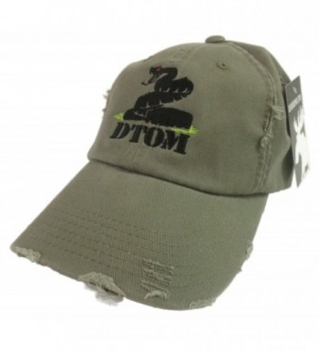 DTOM Don't Tread On Me Tactical Distressed Hat Olive Green Gadsden 