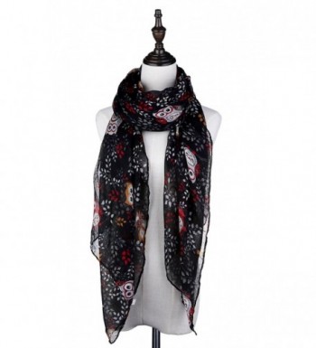 Lamamamas Lightweight Soft Fashion Scarf Owl Print Shawl Wrap Scarves for Women - Black - C0189TQZCCA