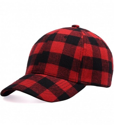 Clecibor Black and Red Checked Print Baseball Cap Soft Plaid Print Outdoor Hat Cap - CS188QWTMYZ