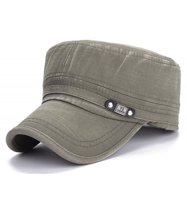 ChezAbbey Adjustable Flat Top Cap Solid Brim Army Cadet Style Military Hat Baseball Cap 