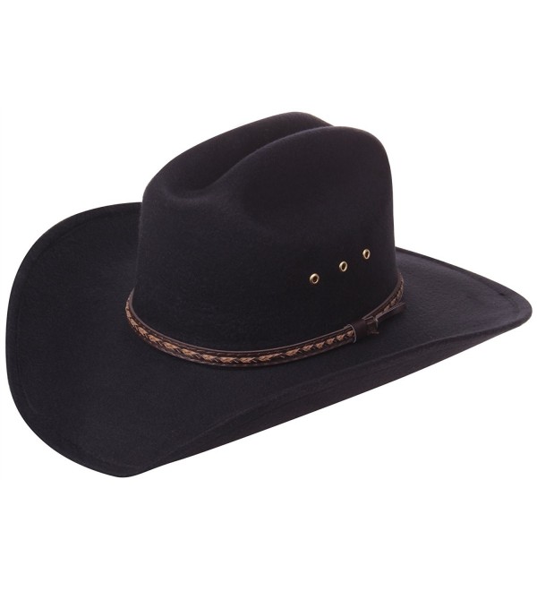 Western Outback Cowboy Hat Men's Women's Style Felt Canvas Plain Black ...