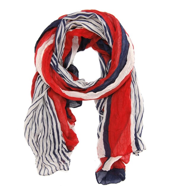 Bucasi Nautical Red White and Blue Stripe Scarf - C211FLRUS83